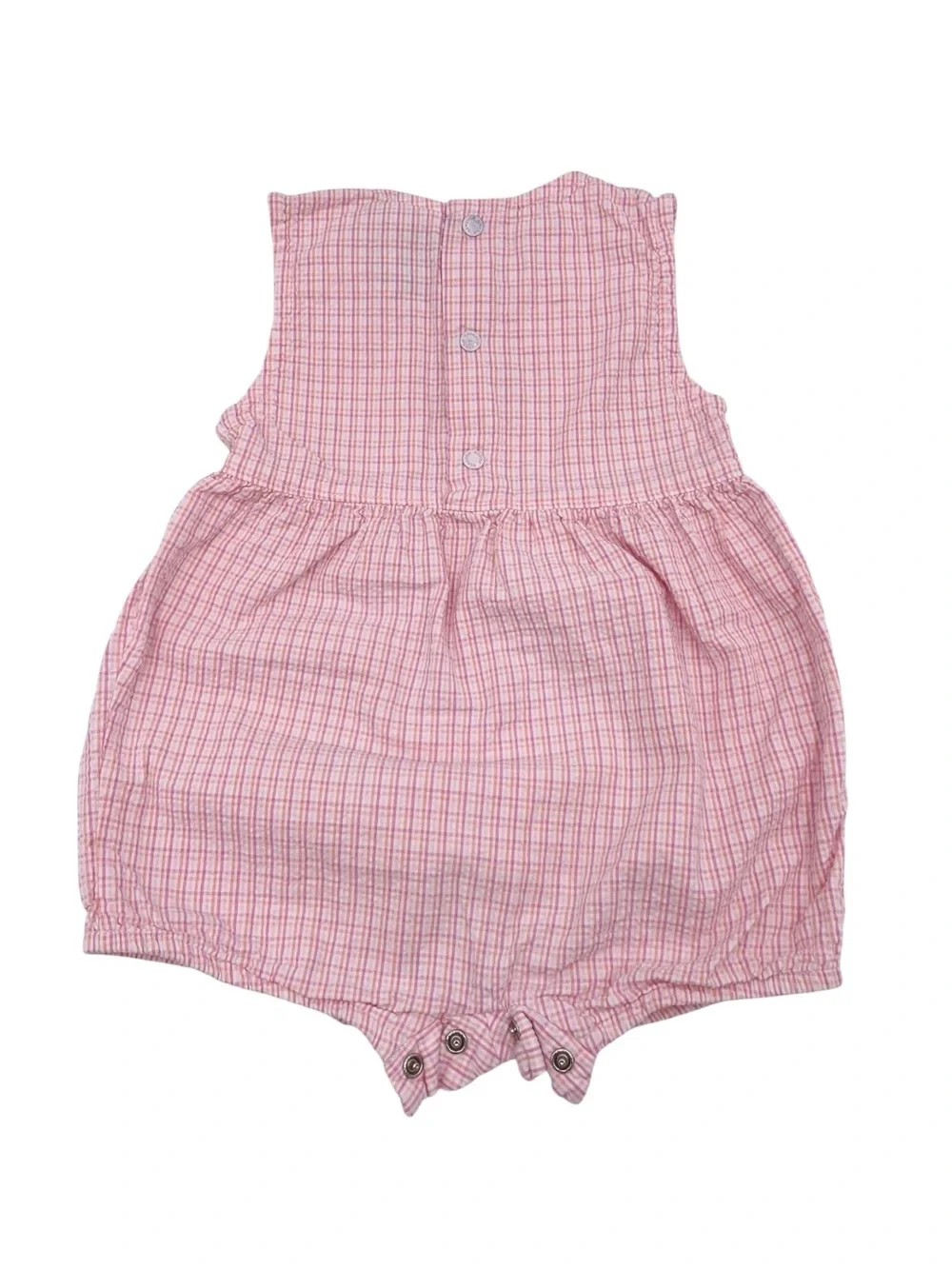 Vintage 90s Oshkosh Baby Pink Plaid Bubble Romper Cotton Fly Little Butterfly 18